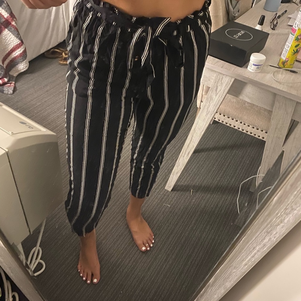 flowery striped trousers